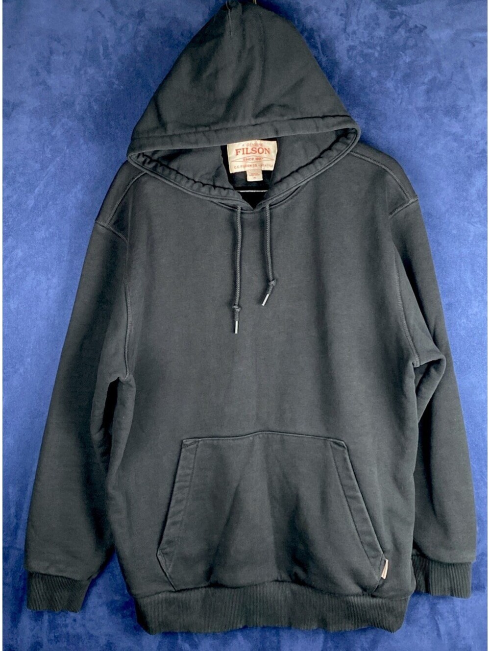 Filson Men’s North-west Hooded Pull Over XL Black Front Pocket Cotton Blend